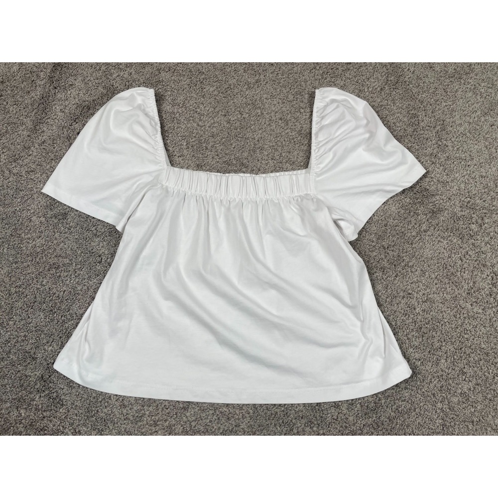 H&M Shirt Womens Medium White Off Shoulder Flutter Fairy Cottage Milkmaid Flowy